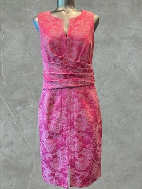 Adrianna Papell Hot Pink Textured Sleeveless Sheath Dress